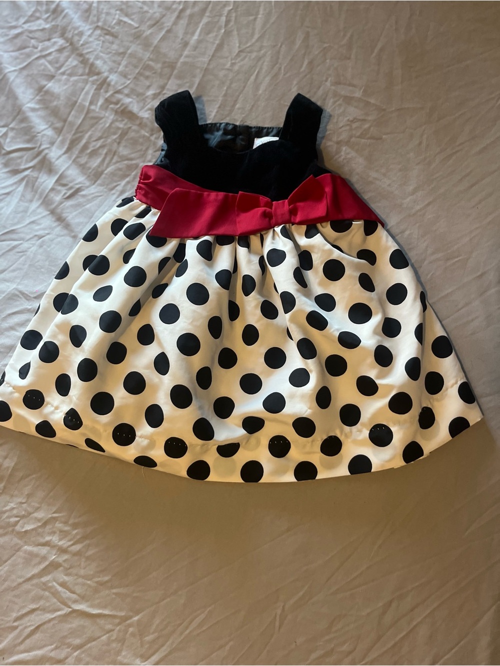 Sz 18m Heirloom by Polly Flinders Formal Black Polka Dot Vintage Baby Girl Dress